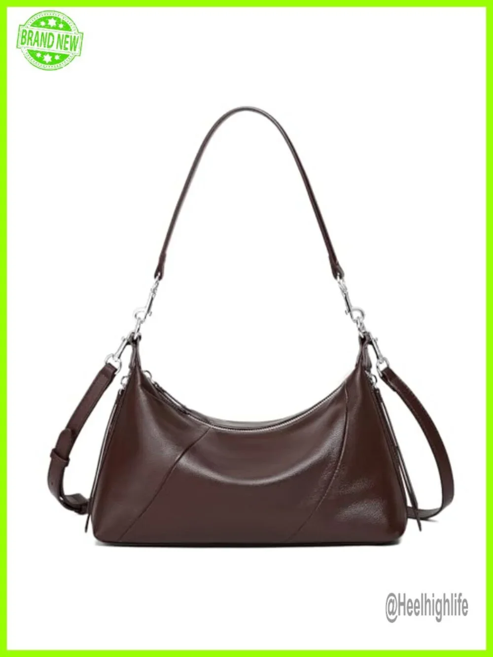 Genuine Leather Hobo Bag Minimalist Shoulder Crossbody Bag Work Travel
